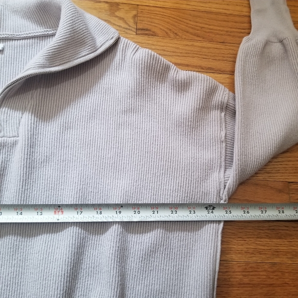 Womens Ribbed Gray Slouchy Relaxed Pullover Quarter Zip Sweater Med - Picture 9 of 11